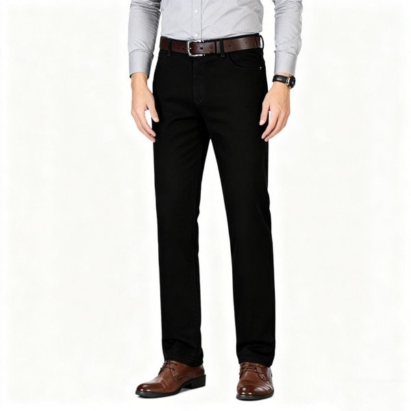Men's Black Straight Casual Pants
