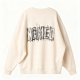 Men's Beige Crew Neck Sweatshirt with Back Graffiti Text - Streetwear-Inspired Pullover