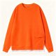 Men's Orange Crew Neck Sweatshirt with Pocket Detail - Layered Casual Pullover