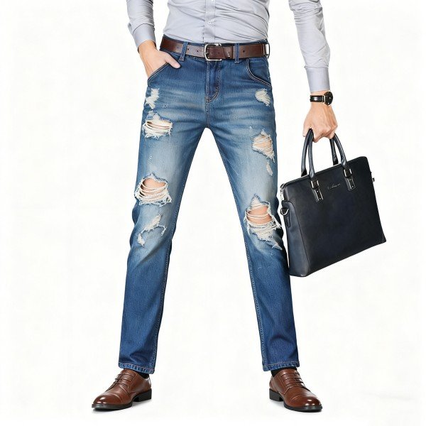 Men's Distressed Ripped Denim Jeans