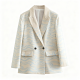 Women's Autumn Fashion V-Neck Blazer - Slim-Fit Suit Jacket for Office Commute Daily Wear
